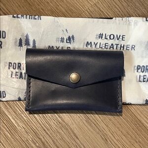 Navy Leather Envelope Wallet